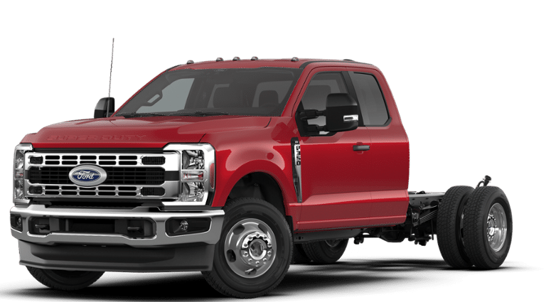2026 Ford F-350SD XLT DRW in Ruby Red Metallic — front three-quarter view