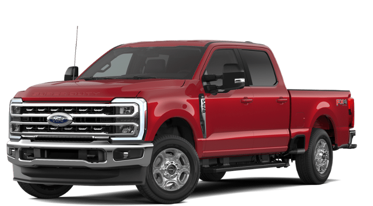 2026 Ford F-250SD XLT in Ruby Red Metallic — front three-quarter view
